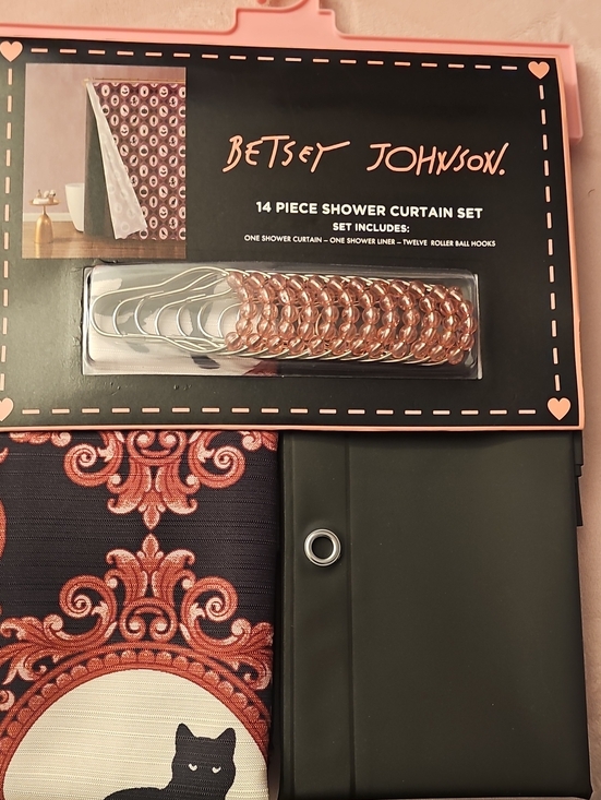 Betsey Johnson Other - Betsey Johnson Black Shower Curtain Set with Hooks - Halloween